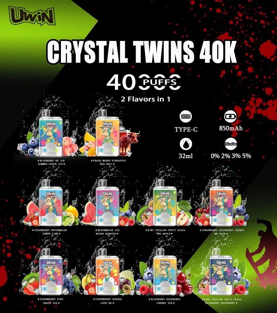Uwin Twins Crystal 40000 40k Puffs Double Taste LED Display Disposable Vape suppliers